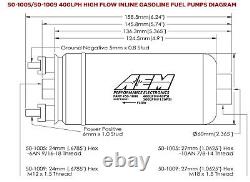 AEM 50-1009 400lph @ 43psi Inline High Flow External Fuel Pump E85 or Gas 1000HP