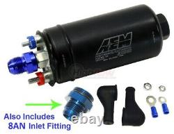 GENUINE AEM 50-1005 Inline Fuel Pump 380LPH, Bosch 044 Style + 8AN Inlet Fitting