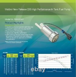 Walbro Racing High Flow F90000267 E85 Flex Fuel Pump 450LPH For 750+ HP
