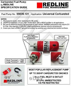 Weber Redline Carburetor Universal Inline Low Pressure Fuel Pump (4-6 psi) 35GPH