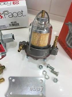 Facette 12v Electric Fuel Pump 40105 & Malpassi 67mm Filter King Regulator 8mm Kit