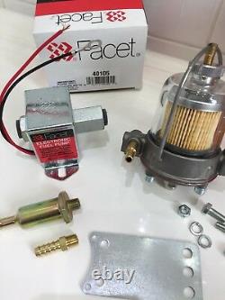 Facette 12v Electric Fuel Pump 40105 & Malpassi 67mm Filter King Regulator 8mm Kit