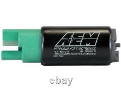 Pompe à carburant de haute capacité AEM 340lph compatible E85 avec entrée décalée de 65mm